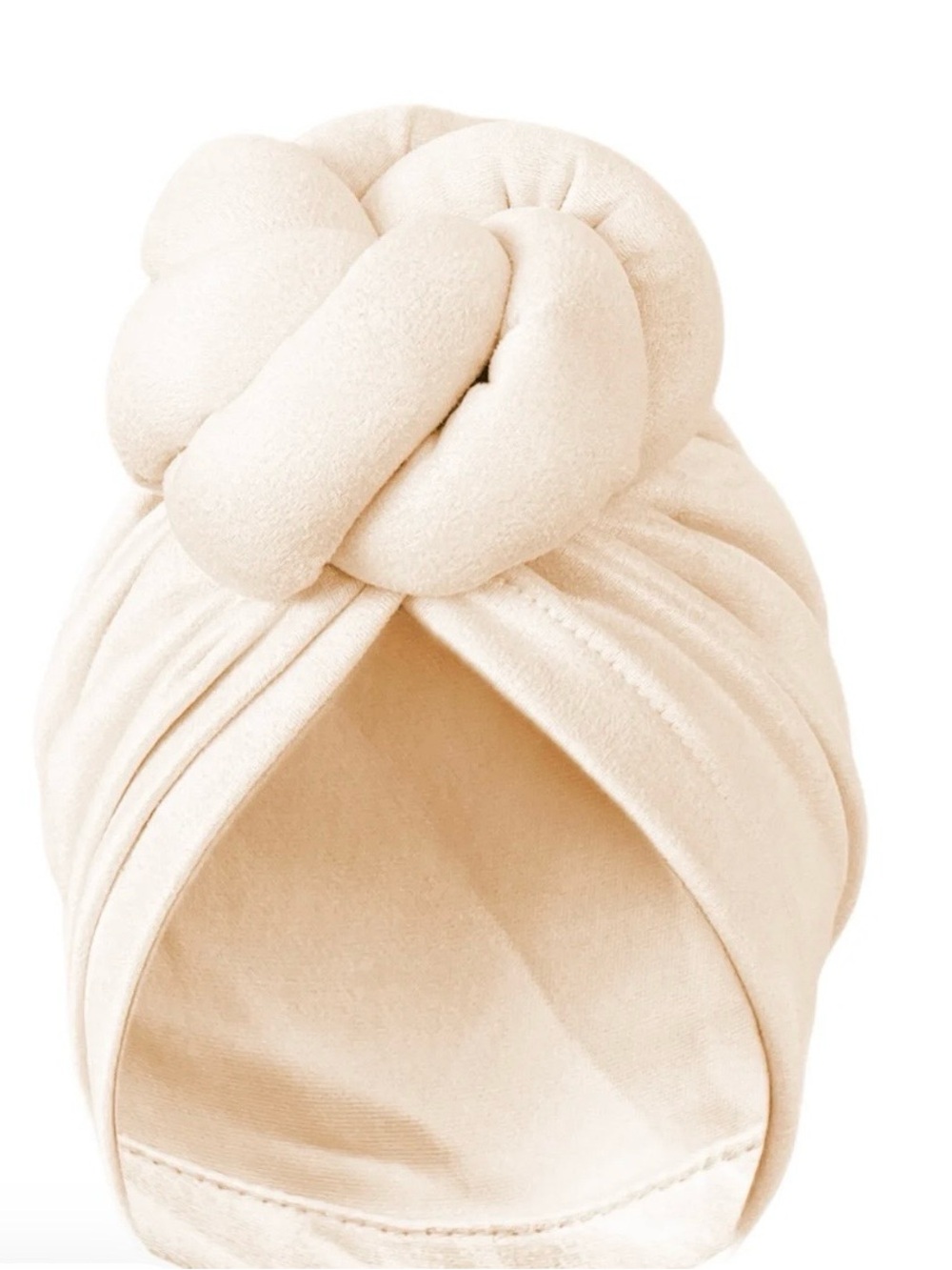 Cream Pre-Knot-Top Turban Headwrap for Women